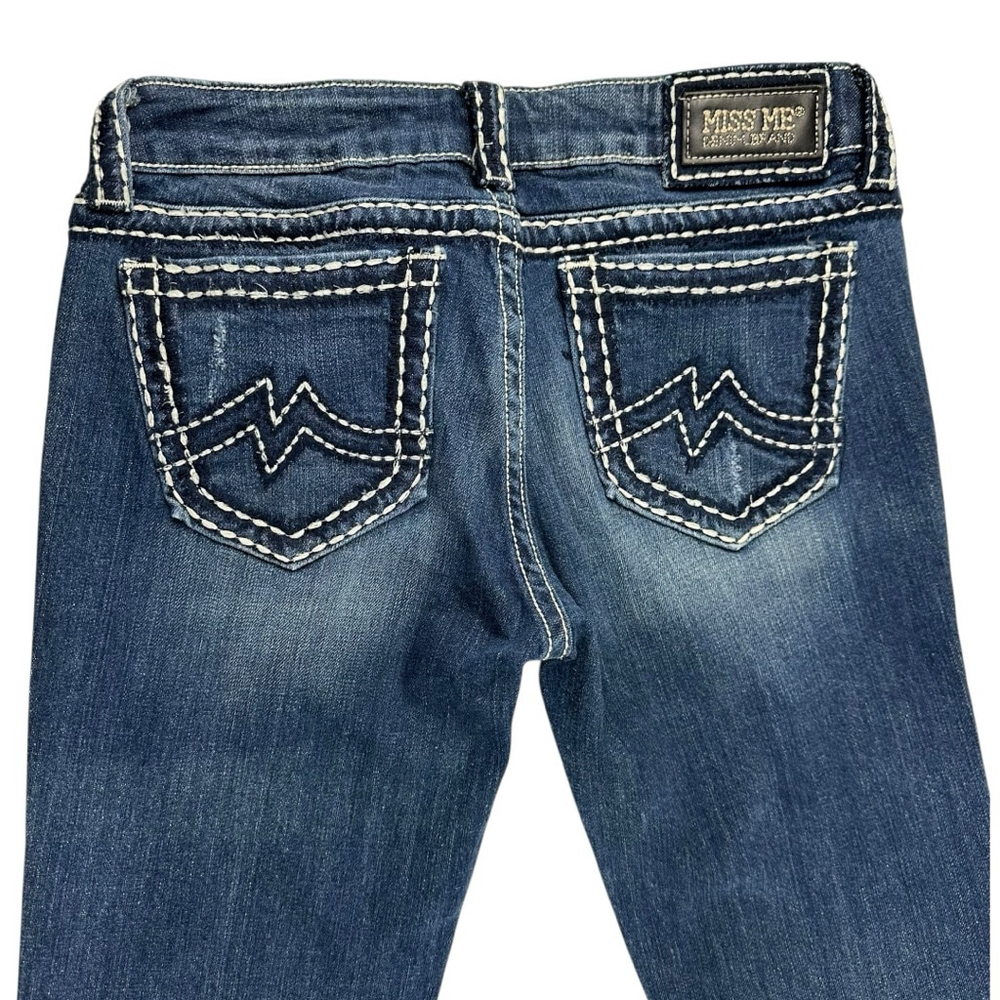 Miss Me Sunny Skinny Jeans Women’s Size 31 Blue Y2K Thick White Stitching - Picture 8 of 12
